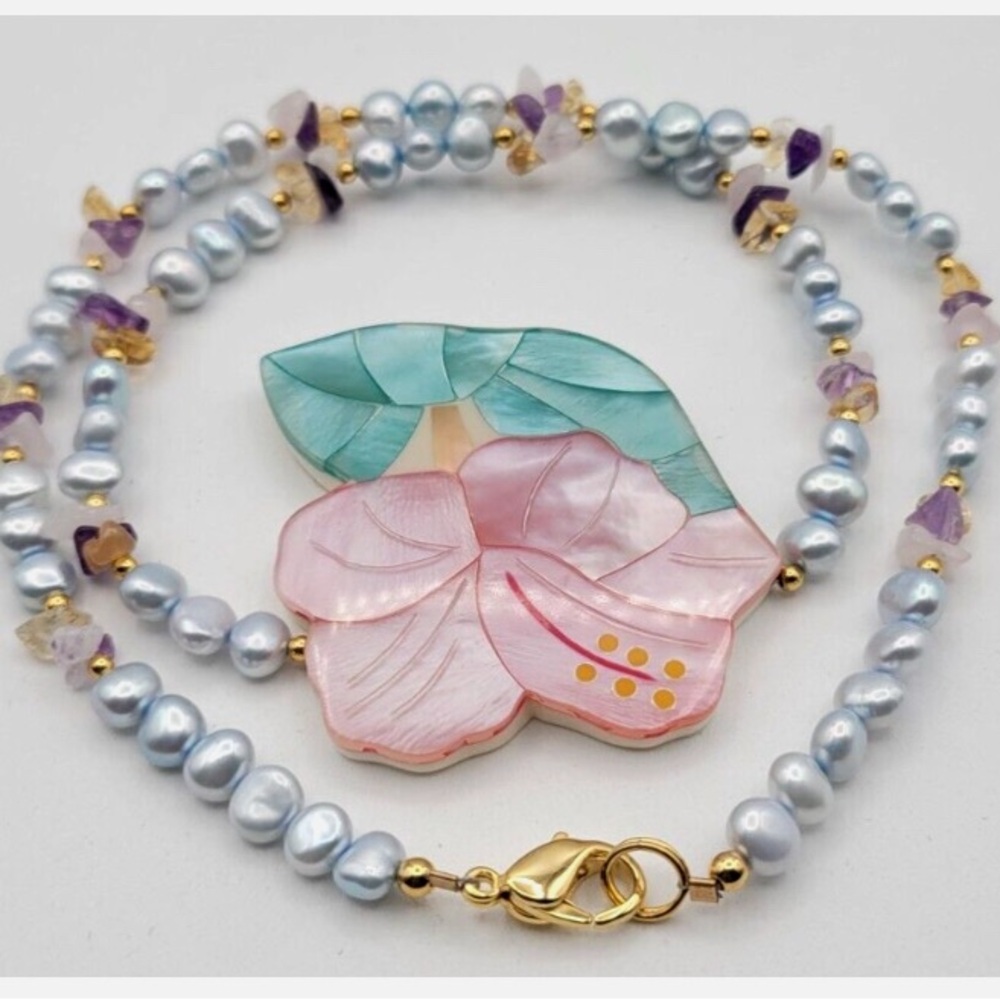Pastel Pearl and Gemstone Necklace